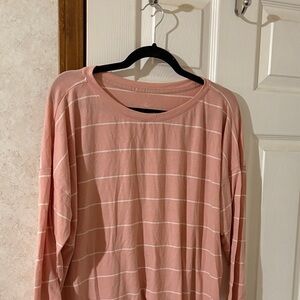 Pink and White Striped Long Sleeve Top Size XL like new!